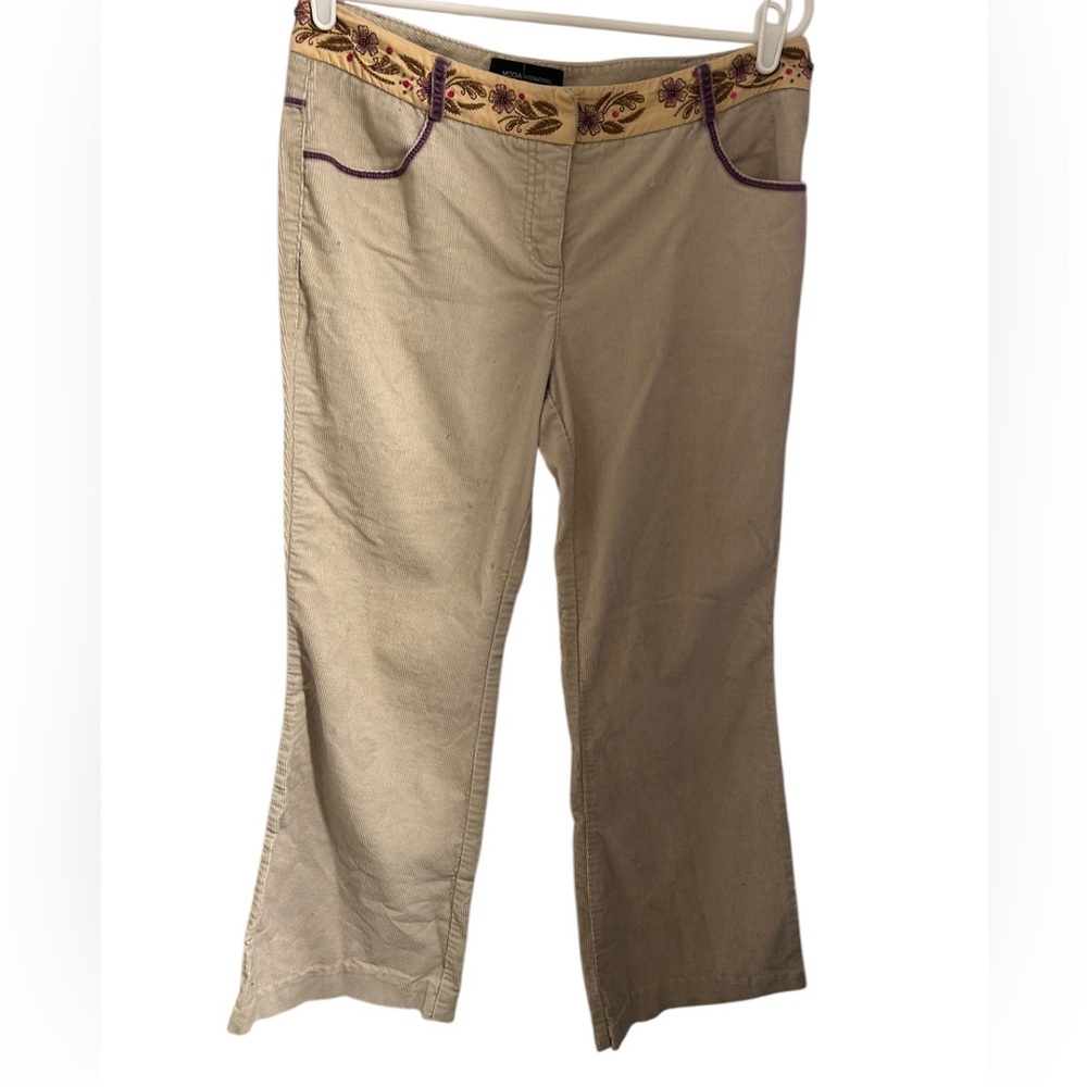 Y2k Moda International Christie Low Rise Corduroy Flare Embellished Pants